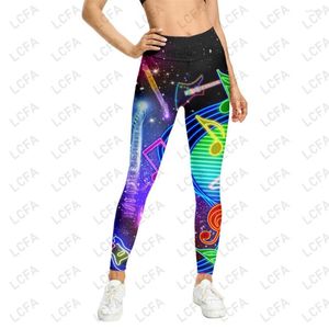 Leggings pour femmes guitare Notes colorées femmes pantalons imprimés en 3D élastique Art Leggins femmes Fitness musculation livraison directe