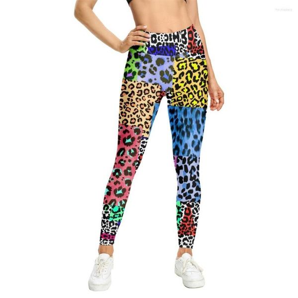 Leggings pour femmes Gym Yoga Legging Léopard Couleurs Mix All Over Imprimé Sexy Casual Streetwear Sans Couture Fitness Élastique Femmes Fille Vêtements