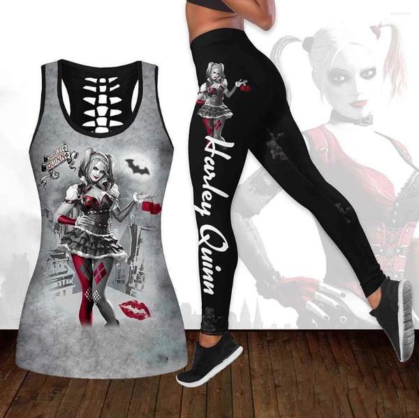 Leggings pour femmes Halloween Débardeur creux Legging pour femmes Impression 3D Chemise sans manches Gilet d'été Yoga Costume de sport