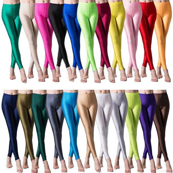 Leggings pour femmes Leggings maigres à haute élasticité Pantalon crayon Slim Plus Size Pantalon Pantalon de yoga brillant pour femme Sexy Skin Friendly Tight Legging