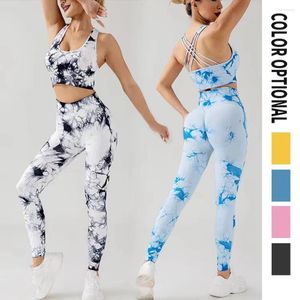 Damesleggings van hoge kwaliteit sportkleding 2-delige tie-dye yoga-sets Dames trainingskleding yoga-set