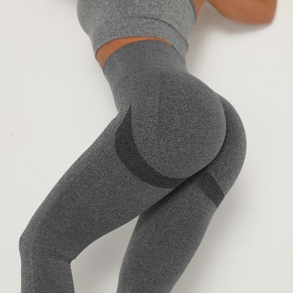 Leggings para mujer Cintura alta Sin costuras Pantalones de moda para mujer Fitness Push Up Running Gym Girl Leggins negros