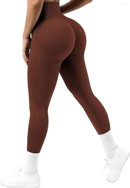 Mallas de mujer Pantalones de yoga desnudos de cintura alta para levantamiento de cadera para mujeres Lazo sin costuras INS Deportes Piel apretada Fitness