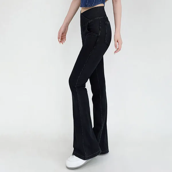 Leggings pour femmes taille haute poches amincissantes Denim Fitness pantalon évasé pour élastique serré relativité Jean femmes hautes