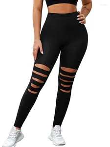 Damesleggings uitgehold yogabroek dames sexy hoge taille zwart streetwear leggings club jeggings elastische mujer