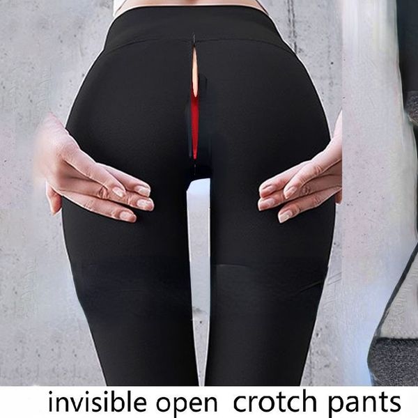 Leggings de leggings invisibles zipper ouverte entre legga serré pantalon de yoga plus taille haute taille pantalon extérieur 230816
