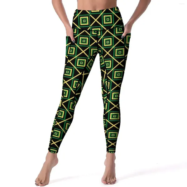 Leggings para mujer, pantalones de Yoga inspirados en la bandera jamaicana, Retro, sexys, Push Up, lindas medias deportivas, patrón elástico, mallas para correr y Fitness