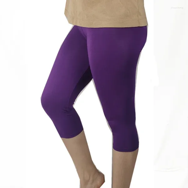 Leggings Femmes Jeggings Été Femmes Solide Couleur 3/4 Cropped Capris Court Lady Large 7XL 6XL 5XL XS Rose Noir Violet Rouge Legins