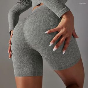 Leggings pour femmes tricoter les shorts hauts et les trousses de taille élastique élastiques sportiels coulift de séchage rapide de yoga de fitness rapide pantalon trois parties