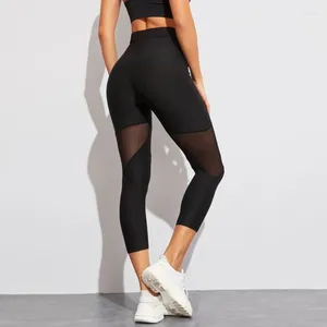Leggings pour femmes pantalons pour dames noir Patchwork maille serré élastique Fitness sport séchage rapide mode