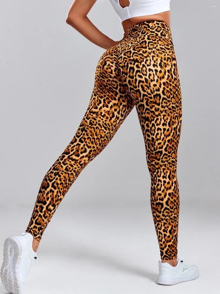 Leggings pour femmes imprimées à imprimé léopard hauts de yoga taille taille taille fitness push up leggins sexy skinny féminin de gymnase de sport collants