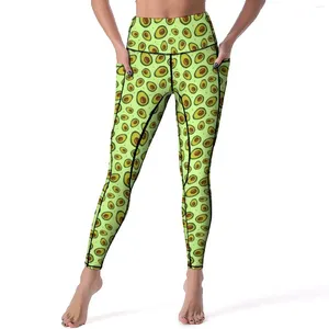 Leggings féminins lime avocat vert sexy pantalon de yoga à imprimé sexy push up up slastic collants poches élégantes leggins graphiques