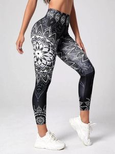 Leggings voor dames Lotus Print High Tailed Sexy Fashion Sports Fitness Yoga