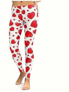 Leggings pour femmes Love Imprimer Hip Lift Terre élastique Taist confortable Stretch Stretch Casual Leggings Fomen Femmes Datant Wear Y240508
