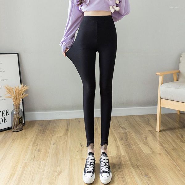 Leggings para mujer LPOWSS Mujeres Estiramiento Leggins de cintura alta Suave Pantalones de pierna pequeña Slim Flaco Legging sexy Estilo coreano Lápiz XS-2XL