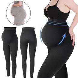 Leggings voor dames Zwangerschap Leggings Hoge taille Zwangere buiksteun Legging vrouwen Zwangerschap Skinny broek Lichaam Vorm Mode gebreide kleding 220914