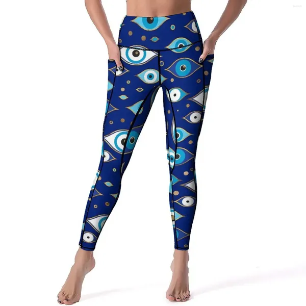 Leggings pour femmes Matiasma Pantalon de yoga Evil Eye Grec Mati Mataki Sexy Push Up Élégant Sport Legging Stretch Pattern Work Out Leggins