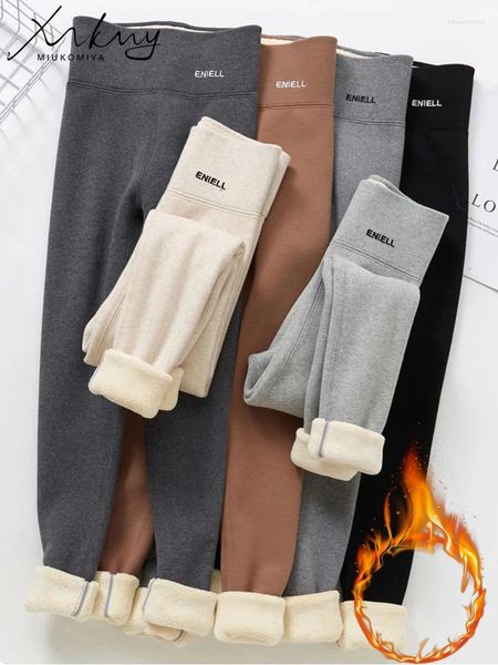 Leggings pour femmes Miukomiya Velvet épais d'hiver pour femmes hauts pantalons chauds gris skinny skinny 2024