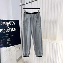 Leggings voor dames mm Familie 24SS Nieuwe klassieke dunne nylon Casual broek Contrast Kleur Elastische riem mode veelzijdig