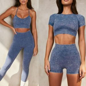 Leggings Moditin voor dames sexy beha t-shirt strakke shorts broek voor sportschool naadloze hoge taille push omhoog lange korte mouwtoppen training