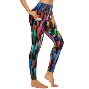 Leggings pour femmes multi-géo imprimé sexy watercolor rayures workout gym pantalon yoga pantalon hauteur