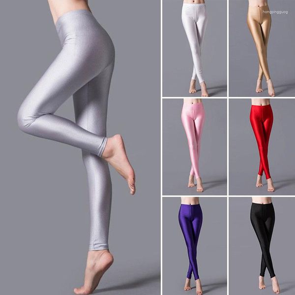 Leggings multicolores pour femmes, Legging noir, slim, haute élasticité, pantalon décontracté Fluorescent brillant, mode 2023