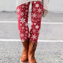 Leggings pour femmes NAVIDAD ALL- Femmes décontractées Christmas Slim Imprimé élastique Long Pantalon Boot Hip Louting Jeggings maigres confortables