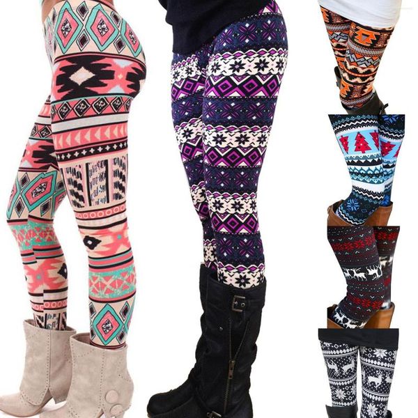 Leggings pour femmes pantalons d'extérieur pour femmes femmes noël Yoga élastique taille haute motifs tribaux Stretch Ski