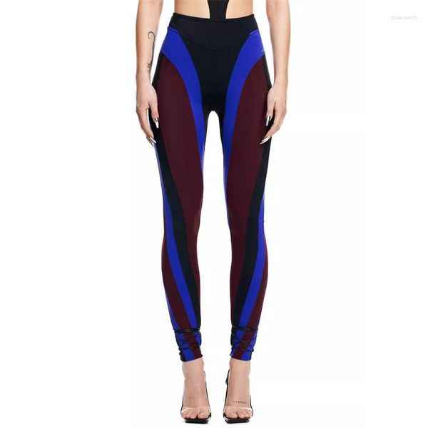 Pantalons Leggings pour femmes, mode coréenne, épissure multicolore, taille haute, Slim Fit, pantalon de Yoga élastique, été 2023