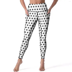 Leggings pour femmes jouant au Poker Sexy pique cartes costumes Fitness pantalons de Yoga pousser collants de sport extensibles avec poches rétro