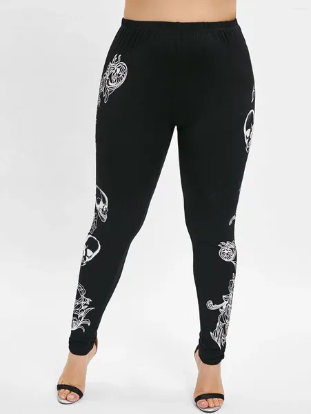 Leggings de mujer de talla grande con estampado Digital de calavera rasgados para mujer, pantalones pitillo de cintura elástica alta, novedad de verano, pantalones para mujer