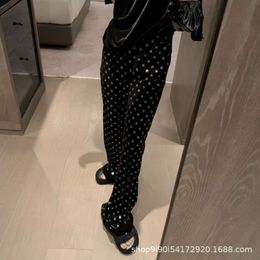 Leggings pour femmes pré-automne complet à haute température à haute température diamant en velours doré coréen coréen pantalon slim