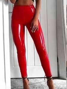 Dames leggings pu lederen legging vrouwen sexy glanzende glanzende stretch strakke broek hoge taille slanke leggins t221020