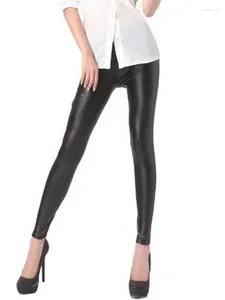 Leggings pour femmes en cuir PU Sexy taille haute pantalon mode cheville longueur élastique mince Push Up Leggins Stretch serré