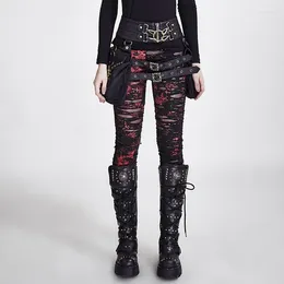 Leggings pour femmes Punkrave Gothic Broken Mesh Personnalité Mode Quotidienne Skinny Long Pantalon