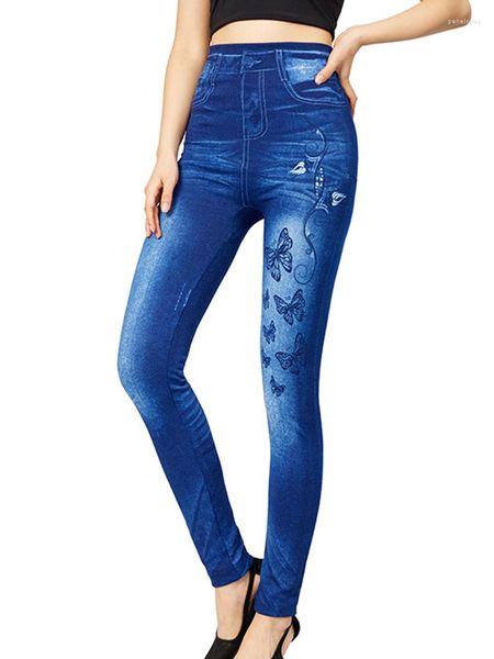 Leggings Femmes Push Up Sans Couture Femmes Sexy Taille Haute Printemps Élastique Faux Denim Jeggings Pantalon Leggins Mujer