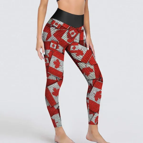 Leggings de mujer Pantalones de yoga de hoja roja Sexy Canadá Graphic Push Up Fitness Leggins Lady Estética Deportes Sports de secado rápido