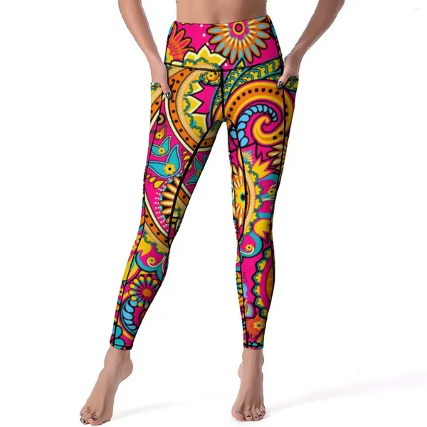 Leggings pour femmes Pantalons de yoga imprimés rétro Paisley Sexy Abstract Floral Graphic Push Up Running Leggins Femmes Sweet Elastic Sports Collants