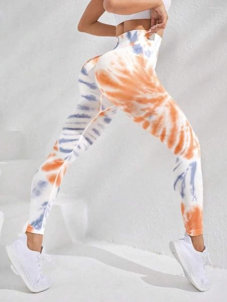 Leggings para mujer S-L Mujeres Tie Dye Pantalones de yoga sin costuras Cintura alta Scrunch Gym Medias Entrenamiento Squat Trotar Correr Activewear