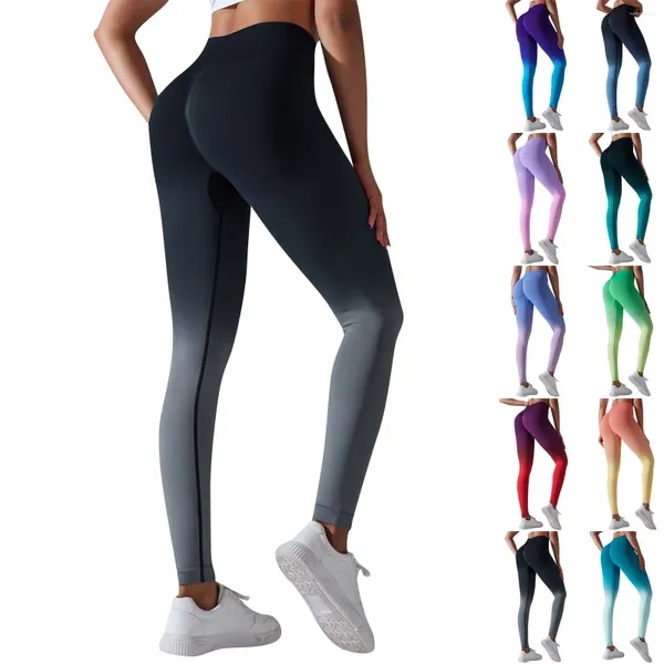 Leggings de Yoga dégradé sans couture pour femmes, pantalon moulant, levage des hanches, sport, séchage rapide et respectueux de la peau, Ropa Mujer