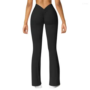 Leggings pour femmes Sexy Scrunch Sporty Flare Push Up Femme Casual Sport Collants Pantalon V-haute taille Gym Fitness Legging Pantalon soulève les fesses