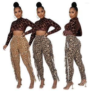 Leggings pour femmes Sexy gland léopard pantalons longs femmes Streetwear maigre moulante bas été pantalons décontractés Y2k vêtements Clubwear pantalon