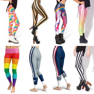 Dames leggings sexy vrouwen legging regenboog streep afdrukken fitness leggings mode slanke hoge taille vrouw broek kerstcadeau 230309