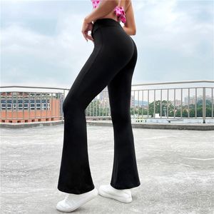 Leggings pour femmes pantalons de Yoga Sexy été évasé taille haute moulant ventre spectacle Figure pantalons de sport vêtements