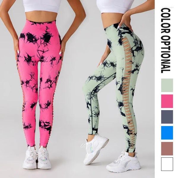 Leggings para mujer Lado hueco Legging sin costuras Medias Fitness Mujeres Push Up Entrenamiento Scrunch Casual Gimnasios Use Leggins Cintura alta Corto