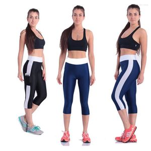 Leggings voor dameszijde Pocked Capris Yoga Pants Shorts For Women High Taille Elastic Fitness Sportswear Fast Dry Running Gym Sporty