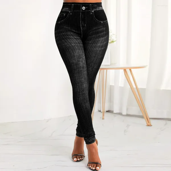 Leggings femme Pantalon Skinny Mode Vêtements M-3XL Grande Taille 2023 Faux Denim Jeans Taille Haute Pantalon Dames Décontracté Extensible