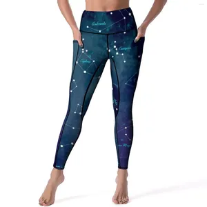 Leggings pour femmes Sky Map Print Astronomy Lovers Fitness Yoga Pantalon Push Up Vintage Leggins Stretch Graphic Sports Collants Idée cadeau