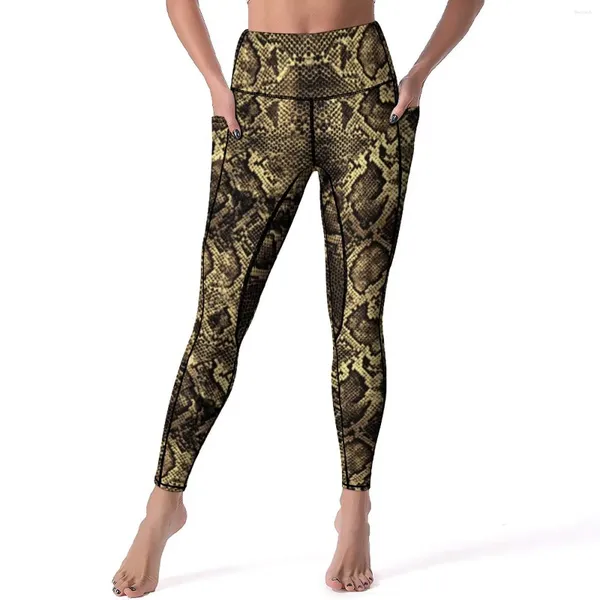 Pantalons de yoga en peau de serpent pour femmes