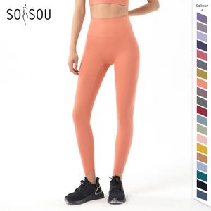 Leggings de mujer SOISOU Pantalones de yoga Leggings de mujer Pantalones de yoga Chica Fitness Medias suaves Cintura alta Mención Cadera No T Line Pantalones deportivos para mujer 230421